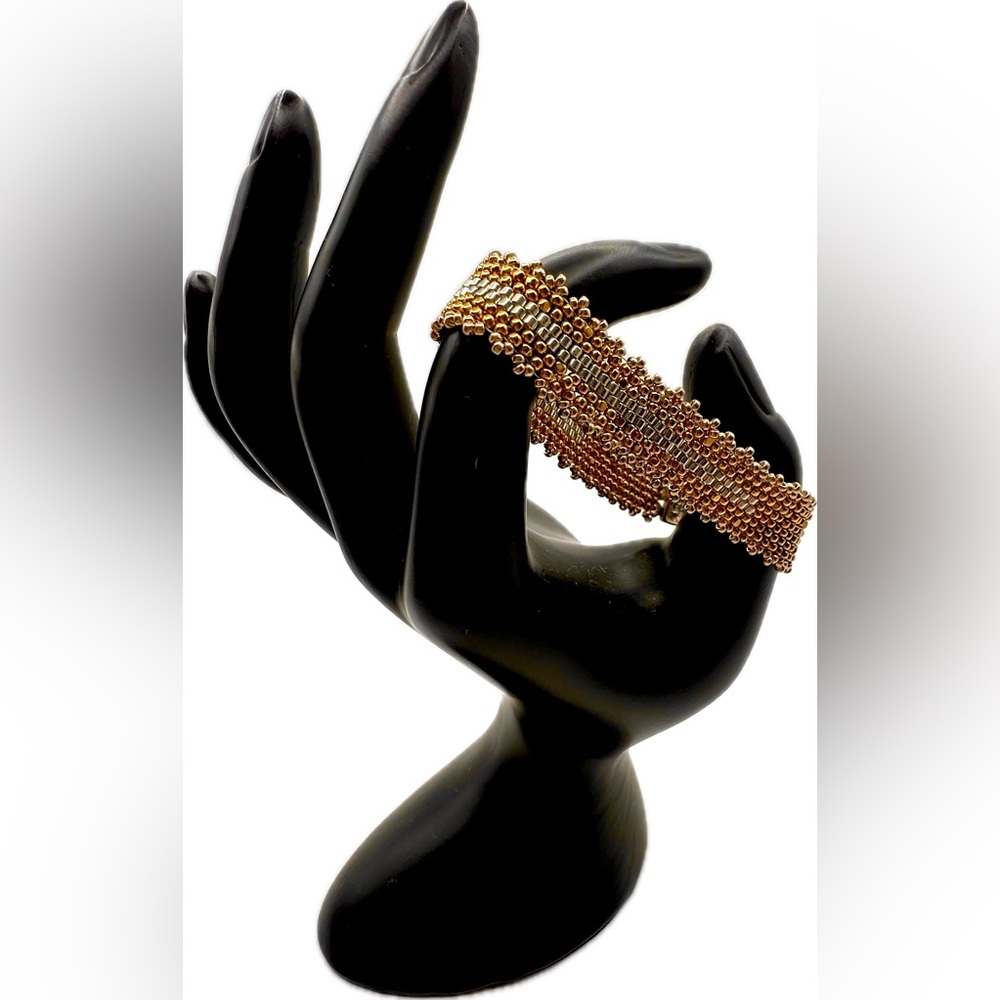 NWOT Elegant Thin Sterling Silver & Gold Bead Bracelet, Excellent Condition - Picture 1 of 13